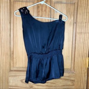 Wet Seal Blueish Grey One Shoulder Sheer Top (XS)